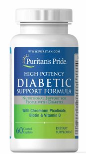 Поддержка при диабете Puritan's Pride (Diabetic Support Formula) 60 каплет купить в Киеве и Украине