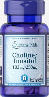 Холін бітартрат Інозітол, Choline Bitartrate Inositol, Puritan's Pride, 102 мг / 250 мг, 100 таблеток