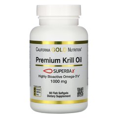 Масло криля премиального качества California Gold Nutrition (SUPERBA2 Premium Krill Oil) 1000 мг 60 мягких таблеток купить в Киеве и Украине