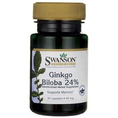 Гінкго білоба, Ginkgo Biloba Extract, Swanson, 60 мг, 30 капсул