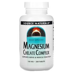 Магния хелат, Magnesium Chelate, Source Naturals, 100 мг, 250 таблеток купить в Киеве и Украине