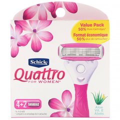 Сменные картриджи для бритья, Quattro For Women, Schick, 6 сменных кассет купить в Киеве и Украине