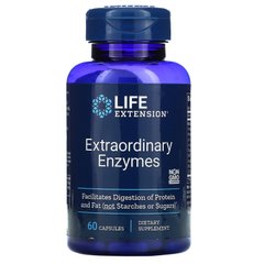 Додаткові ферменти, Extraordinary Enzymes, Life Extension, 60 капсул