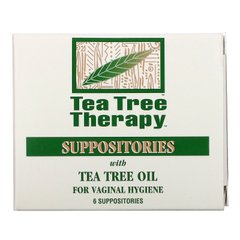 Супозиторії, з олією чайного дерева, для гігієни піхви, Tea Tree Therapy, 6 Suppositories