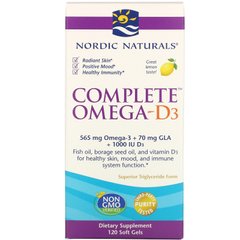 Омега 3 6 9 + Д3 лимон Nordic Naturals (Complete Omega- D3) 1000 мг 120 капсул купить в Киеве и Украине