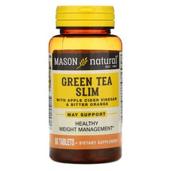 Зеленый чай для похудения с яблочным уксусом и горьким апельсином Mason Natural (Green Tea) 60 таблеток купить в Киеве и Украине