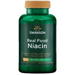 Справжня їжа Ніацин, Real Food Niacin, Swanson, 20 мг 100 капсул