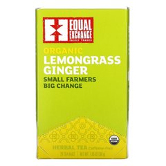 Equal Exchange, Органічний трав'яний чай з лемонграсом та імбиром, без кофеїну, 20 чайних пакетиків, 1,05 унції (30 г)