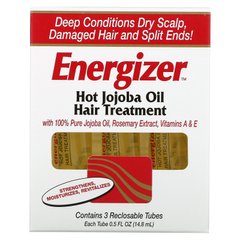 Energizer, лікування волосся гарячою олією жожоба, Hobe Labs, 3 тюбика з повторно закриваючою кришкою, 14,8 мл кожен