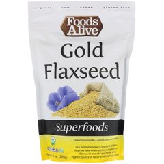 Суперпродукты, Золотое льняное семя, Foods Alive, 14 унций (395 г) купить в Киеве и Украине