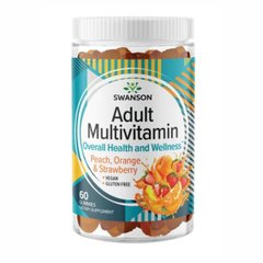 Мультивітаміни для літніх людей з смаком персика, апельсина і полуниці Swanson (Adult Multivitamin) 60 жувальних цукерок