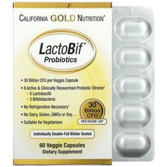 Пробіотики California Gold Nutrition (LactoBif Probiotics) 30 млрд КОЕ 60 овочевих капсул