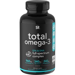 Всього Омега-3, Total Omega-3, Sports Research, 120 гелевих капсул