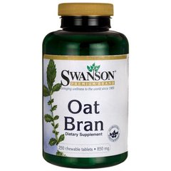 Вівсяні висівки Oat Bran, Swanson, 850 мг, 250 жувальних