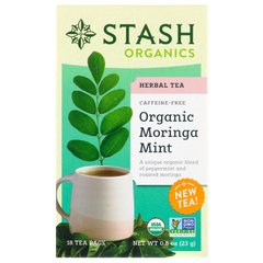 Трав'яний чай, органічна Морінга і м'ята, без кофеїну, Stash Tea, 18 чайних пакетиків, 0,8 унц (23 г)