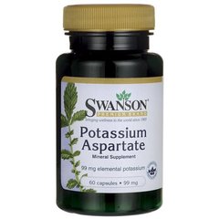 Калію аспартат, Potassium Aspartate, Swanson, 99 мг, 60 капсул
