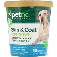 Комплекс для шкіри та шерсті для собак зі смаком печінки petnc NATURAL CARE (Skin & Coat All Dog Liver) 60 жувальних цукерок