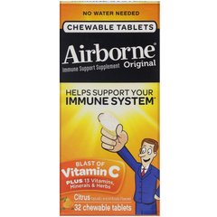 Оригінальна добавка для зміцнення імунітету зі смаком цитрусових, AirBorne, 32 жувальні таблетки