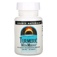 Куркума з мерівою, Turmeric with Meriva, Source Naturals, 500 мг, 30 таблеток