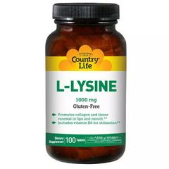 L-Лизин Country Life (L-Lysine) 1000мг 100 таблеток купить в Киеве и Украине