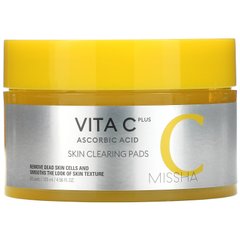 Missha, Vita C Plus аскорбінова кислота, серветки для очищення шкіри, 60 подушечок
