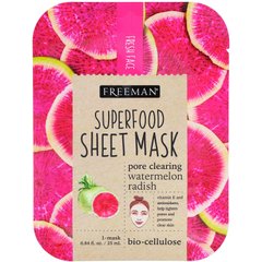 Тканевая маска с суперфудами, арбуз и редька для очищения пор, Freeman Beauty, 1 маска купить в Киеве и Украине
