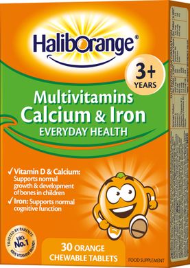 Мультивітаміни Кальцій та Залізо для всієї родини Haliborange (Multivitamins Calcium and Iron) 30 жувальних цукерок