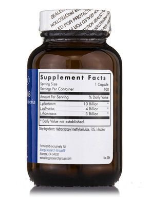 Лактобацилиус плантарум/ рамнозус / слюнарий, Lactobacillus plantarum/rhamnosus/salivarius, Allergy Research Group, 100 вегетарианских капсул купить в Киеве и Украине