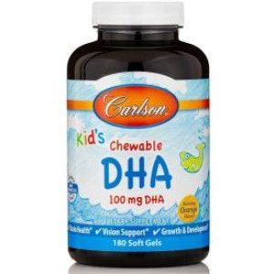 Риб'ячий жир ДГК для дітей апельсин Carlson Labs (Kid's Chewable DHA) 100 мг 180 гелевих капсул