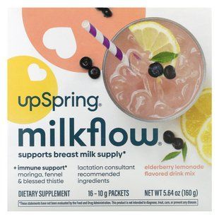 UpSpring, Milkflow Drink Mix, Elderberry Lemonade, 16 Packets, 10 g Each купить в Киеве и Украине