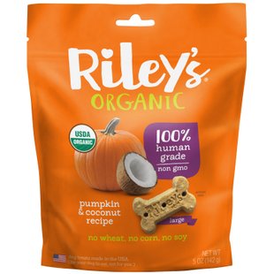 Угощение для собак, Большая кость, Тыква и кокос, Riley’s Organics, 5 унций (142 г) купить в Киеве и Украине