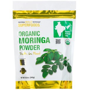 Моринга органический порошок California Gold Nutrition (Superfoods Organic Moringa Powder) 240 г купить в Киеве и Украине