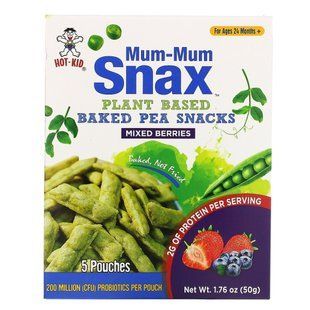 Снеки из печеного гороха, смесь ягод, Mum-Mum Snax, Baked Pea Snacks, Mixed Berries, Hot Kid, 5 пакетиков по 50 г (1,76 унции) купить в Киеве и Украине