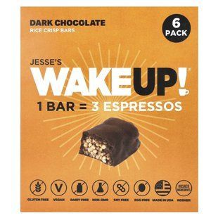 Jesse's WAKEUP!, Rice Crisp Bars, Dark Chocolate, 6 Pack, 1.13 oz (32 g) купить в Киеве и Украине
