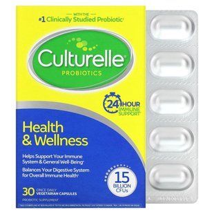 Health, Wellness, підтримка імунітету, Culturelle, 30 вегетаріанських капсул для прийому один раз в день