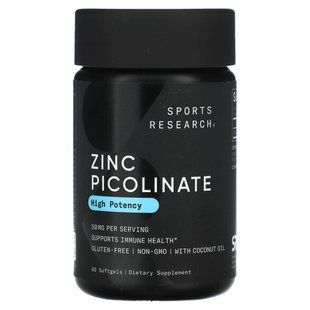 Пиколинат цинка Sports Research (Zinc Picolinate) 50 мг 60 мягких капсул купить в Киеве и Украине
