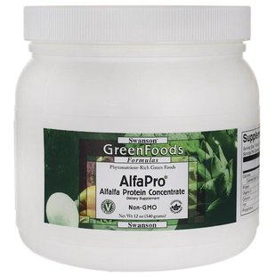 АльфаПро Без ГМО Концентрат Белка ЛюцерныAlfaPro Non-GMO Alfalfa Protein Concentrate, Swanson, 340 грам купить в Киеве и Украине