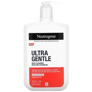 Neutrogena, Ultra Gentle, daily cleansing product with provitamin B5, fragrance-free, 16 fluid ounces (473 ml).