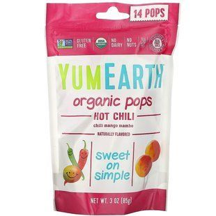 Organic lollipops with spicy chili pepper, chili, mango, mambo, YumEarth, 3 oz (85 g)