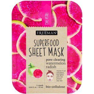 Тканевая маска с суперфудами, арбуз и редька для очищения пор, Freeman Beauty, 1 маска купить в Киеве и Украине