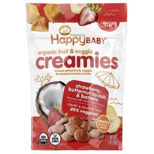Happy Family Organics, Organic Fruit & Veggie Creamies, Crawling Baby, Stawberry, Butternut Squash & Banana, 1 oz (28 g) купить в Киеве и Украине