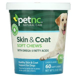 Комплекс для шкіри та шерсті для собак зі смаком печінки petnc NATURAL CARE (Skin & Coat All Dog Liver) 60 жувальних цукерок