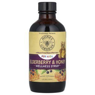 Honey Gardens, For Kids, Wellness Syrup, Elderberry & Honey, 4 fl oz (118 ml)