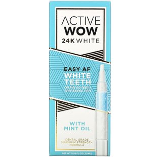 Ручка для отбеливания зубов Easy AF с мятным маслом, 24K White, Easy AF Teeth Whitening Pen with Mint Oil, Active Wow, 2,5 мл купить в Киеве и Украине