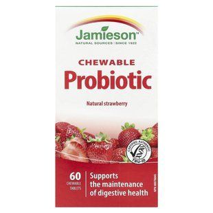 Jamieson Vitamins, Chewable Probiotic, Natural Strawberry, 60 Chewable Tablets купить в Киеве и Украине