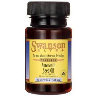 Масло семян амаранта с минимум 6% сквалена Swanson (Amaranth Seed Oil Minimum 6% Squalene) 500 мг 30 капсул купить в Киеве и Украине