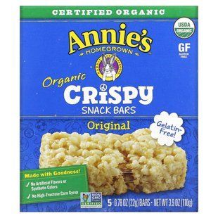 Annie's Homegrown, органічні, хрусткі батончики для снеків, класичні, 5 батончиків по 22 г (0,78 унції)