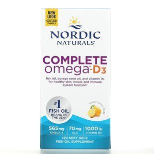 Омега 3 6 9 + Д3 лимон Nordic Naturals (Complete Omega- D3) 1000 мг 120 капсул