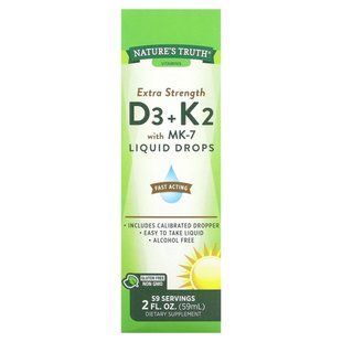 Nature's Truth, Extra Strength D3 + K2 with MK-7 Liquid Drops, 2 fl oz (59 ml) купить в Киеве и Украине