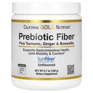 California Gold Nutrition, Prebiotic Fiber with Turmeric, Ginger, and Boswellia, 189 g (6.7 oz)